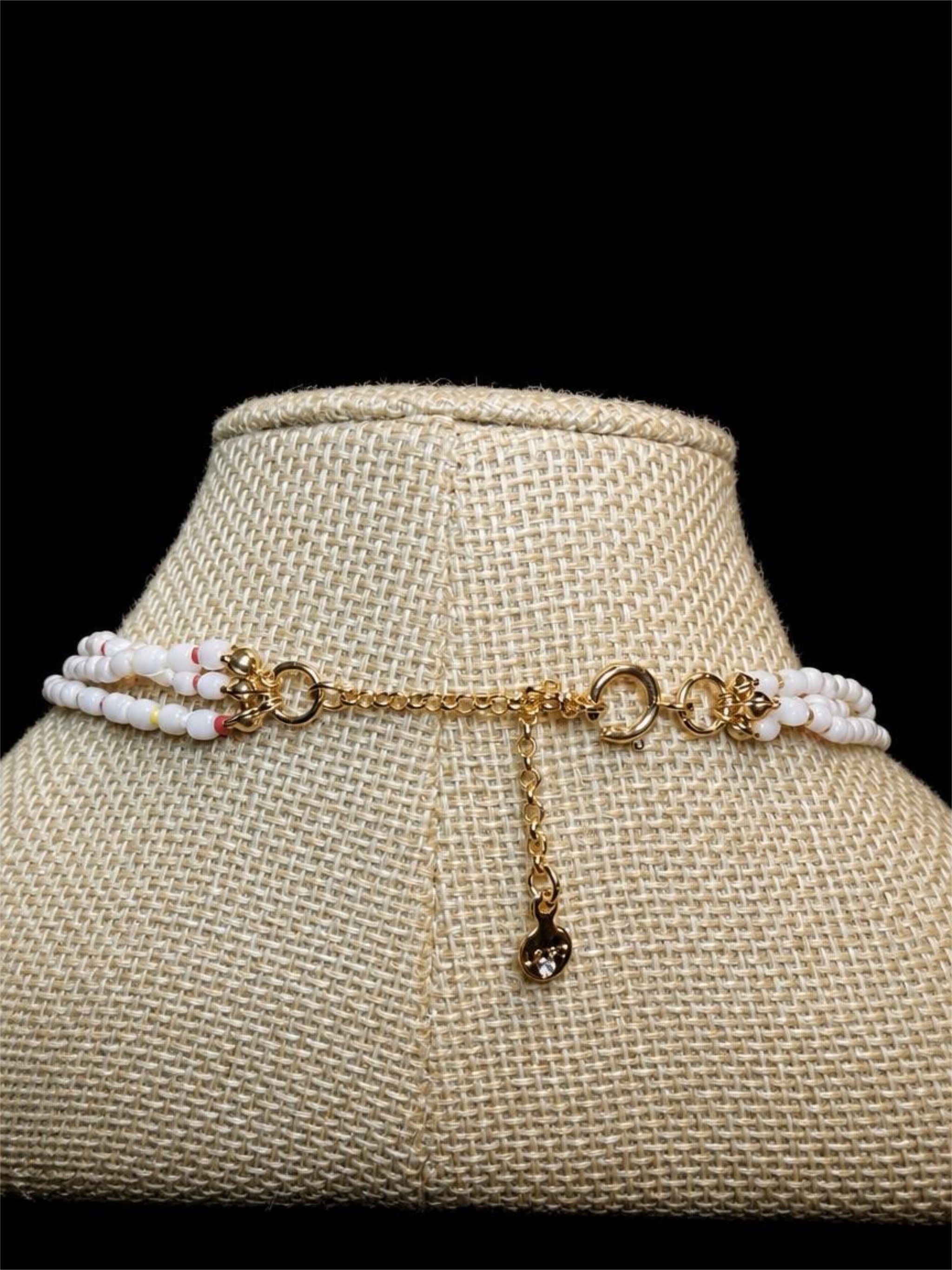 LOFT WHITE & RED GLASS BEADED NECKLACE