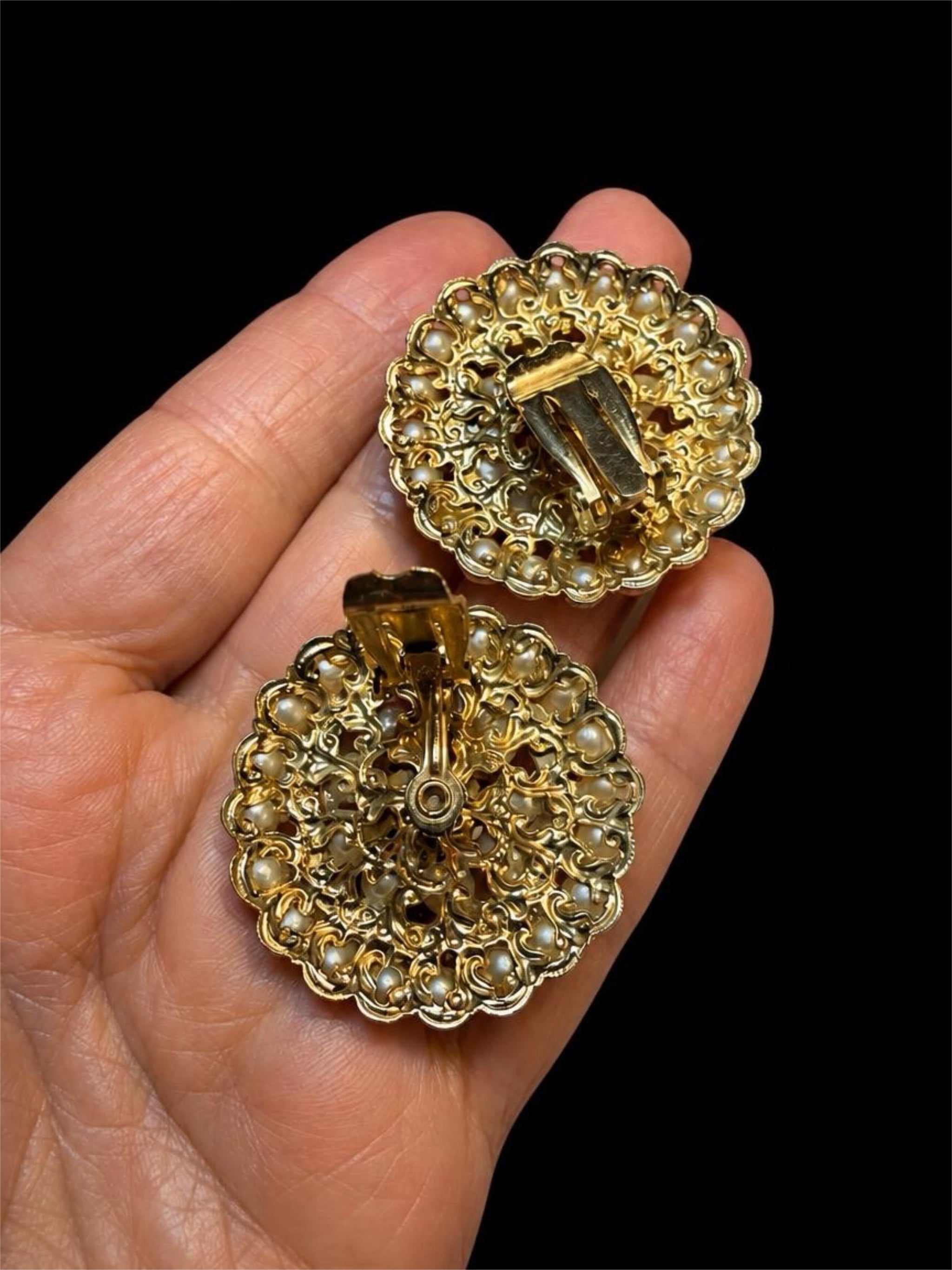 VINTAGE RHINESTONE & PEARL EARRINGS