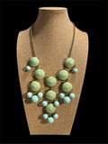 PALE GREEN BEADED BIB DANGLE NECKLACE