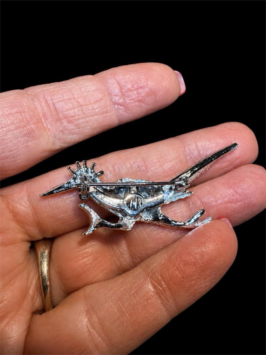SILVER ROADRUNNER BROOCH