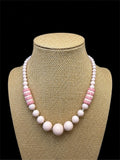 VINTAGE PALE PINK GLASS BEADED NECKLACE