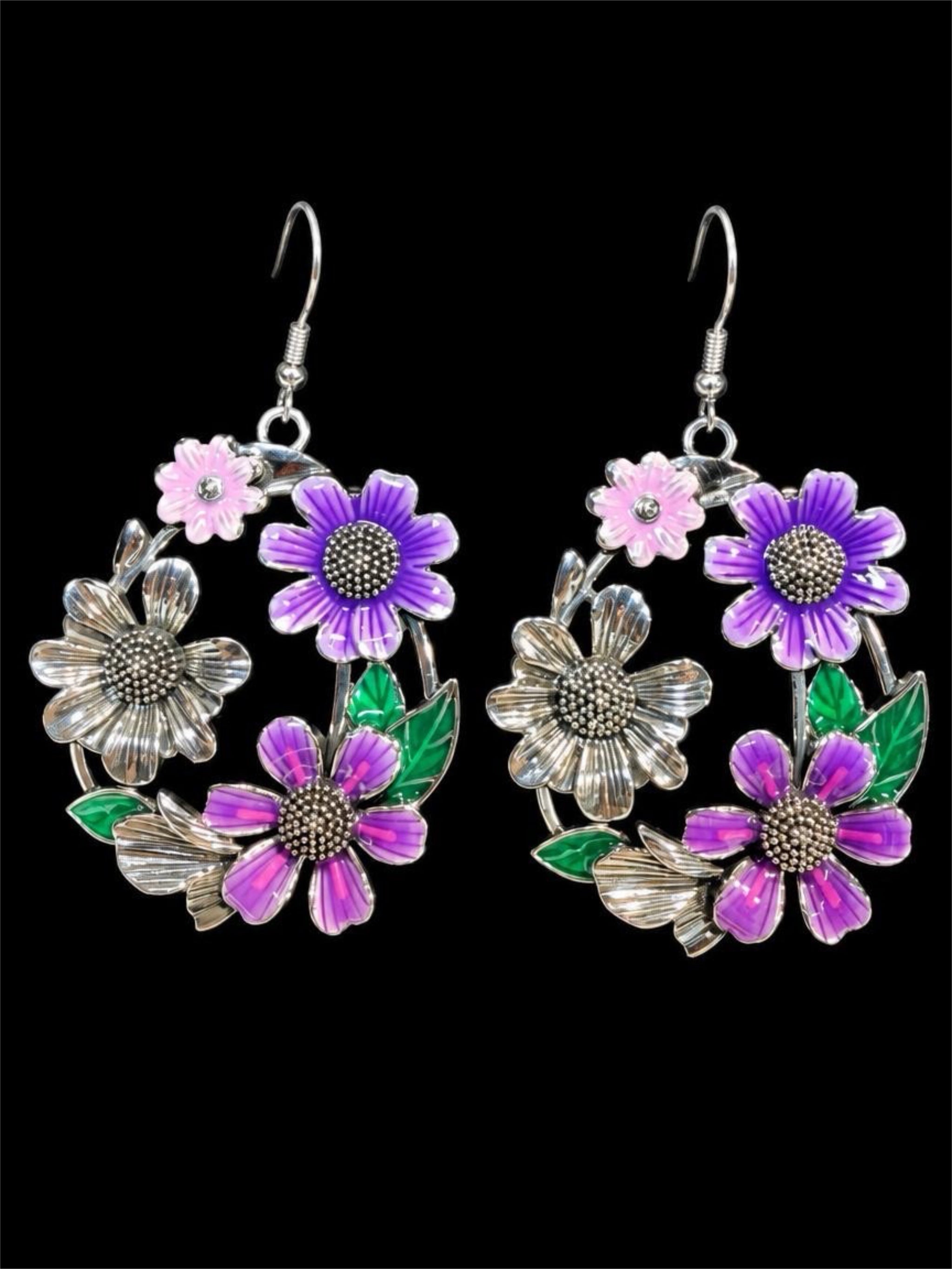 LARGE FLORAL  EARRINGS