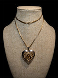 VINTAGE GOLD FILIGREE HEART LOCKET NECKLACE