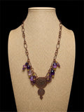 COPPER & PURPLE GLASS BEADED NECKLACE