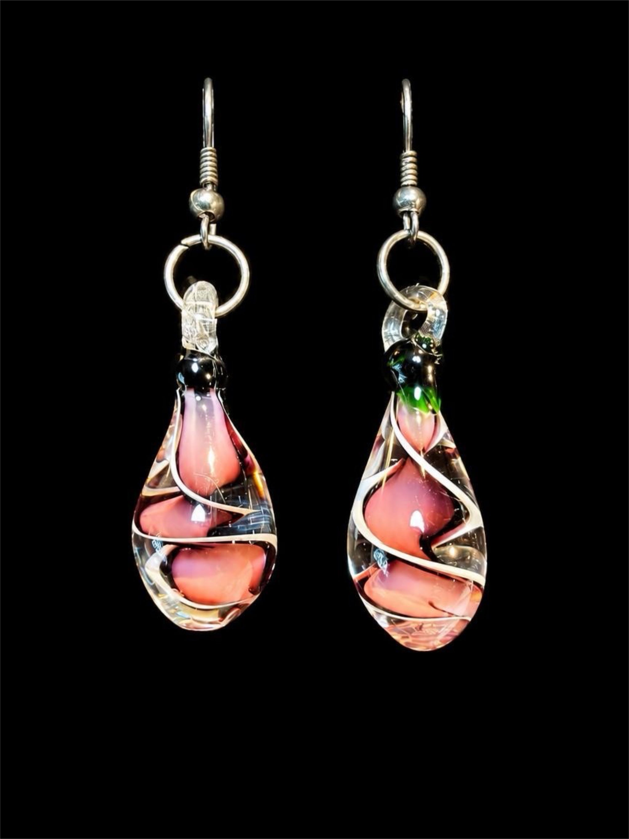 PURPLE GLASS SWIRL EARRINGS