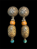 METAL BARREL BEAD EARRINGS