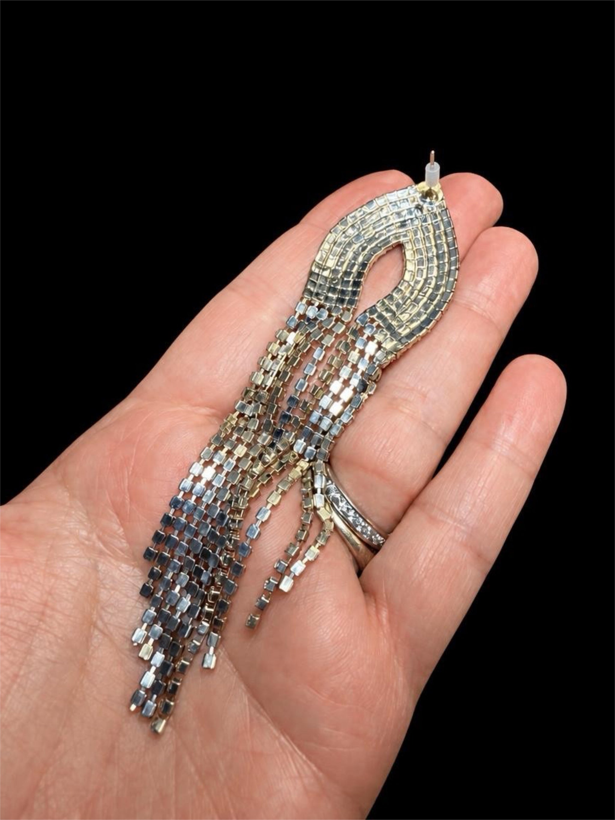 LARGE RHINESTONE DANGLE EARRINGS