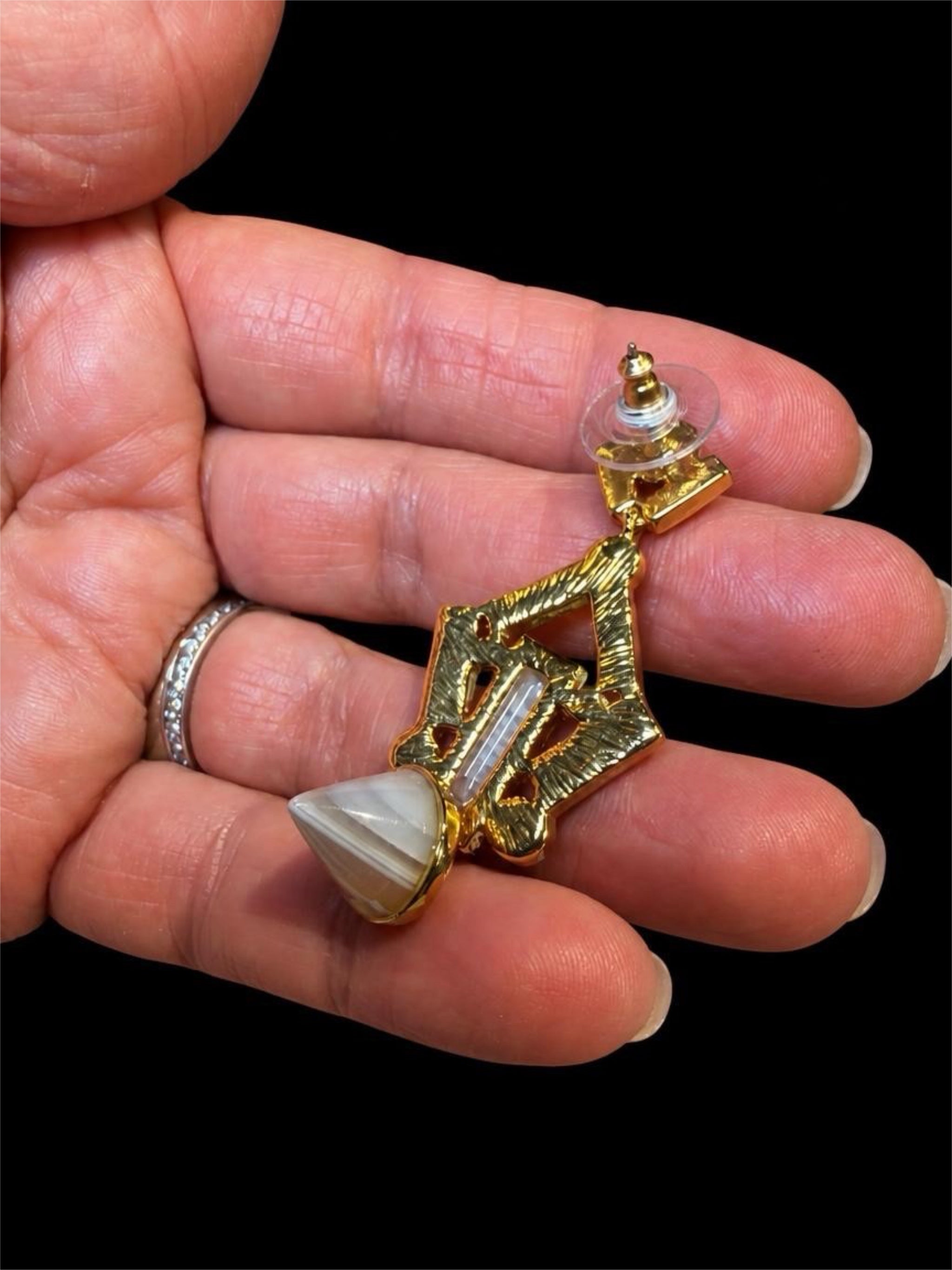 YELLOW & SMOKEY GLASS EARRINGS