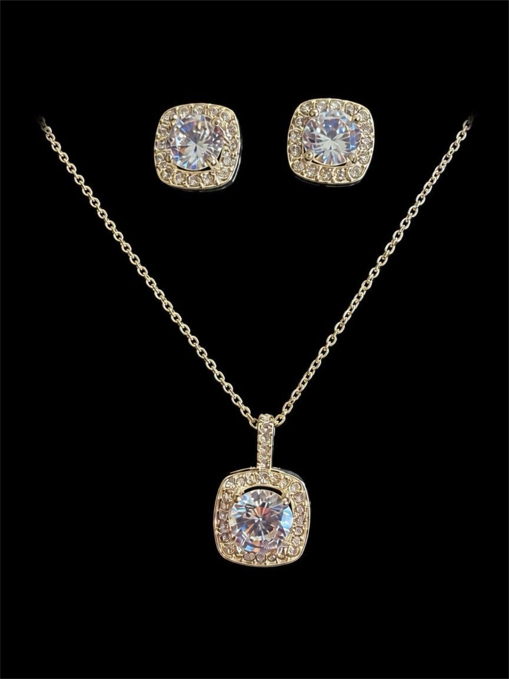 RHINESTONE EARRING & NECKLACE SET