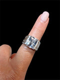 PALE BLUE & BRUSHED SILVER RING
