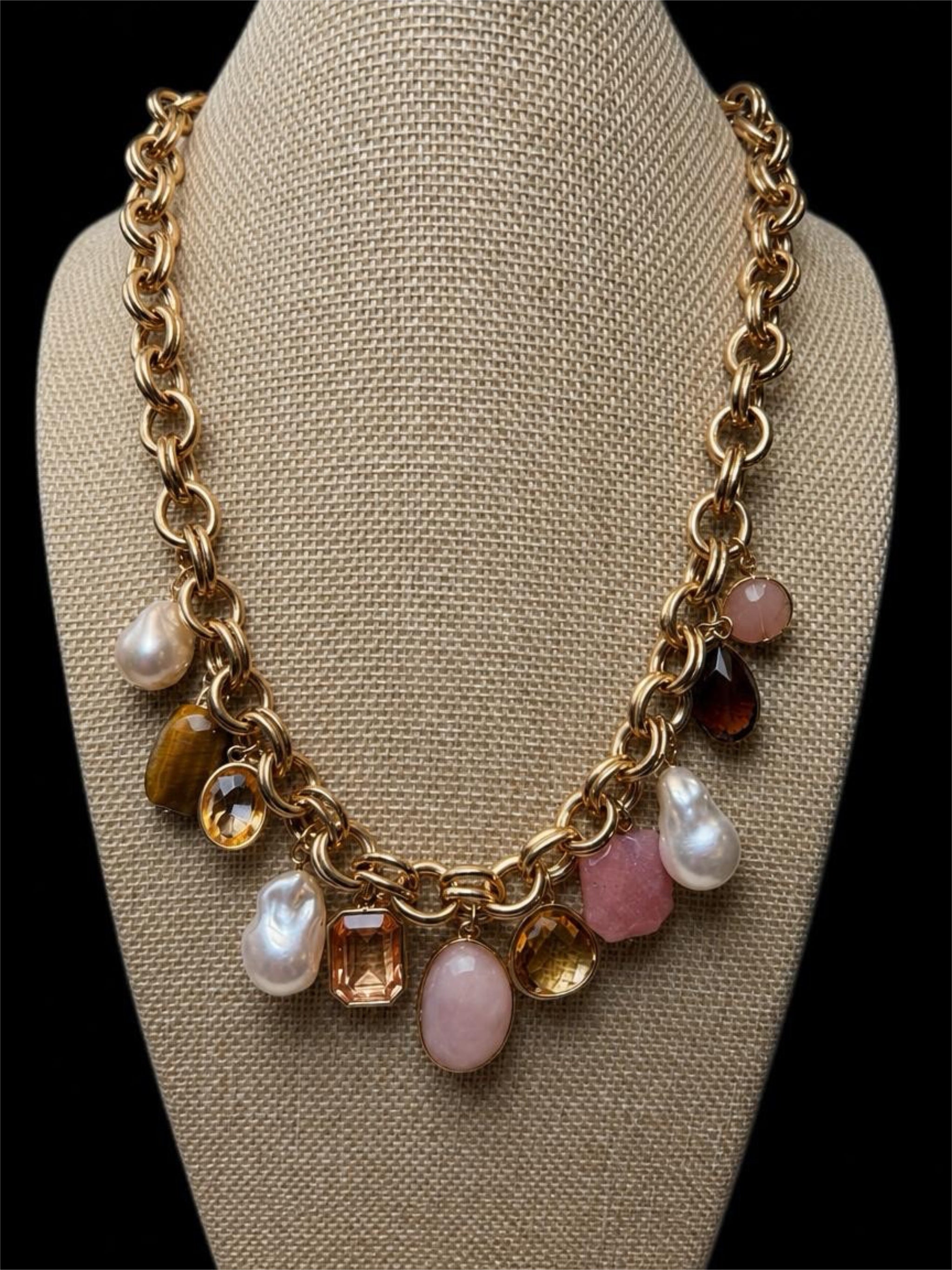 GOLD & BEADED CHARMS NECKLACE
