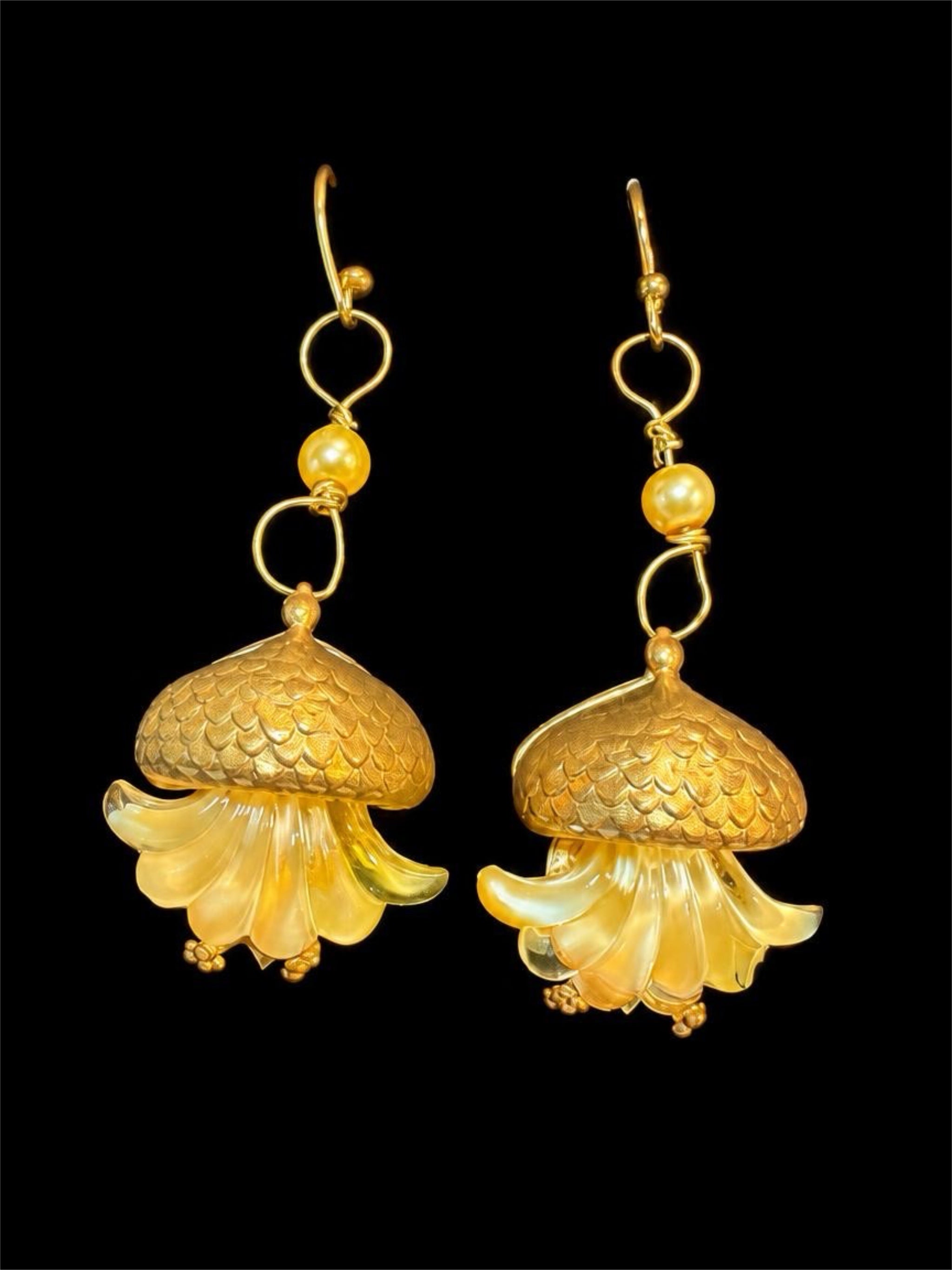 GLASS ACORN CAP EARRINGS
