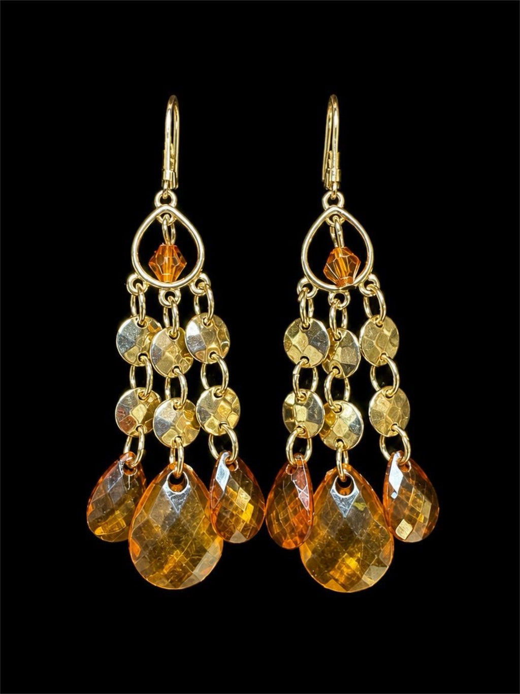 SILVER AND AMBER COLORED EARRINGS