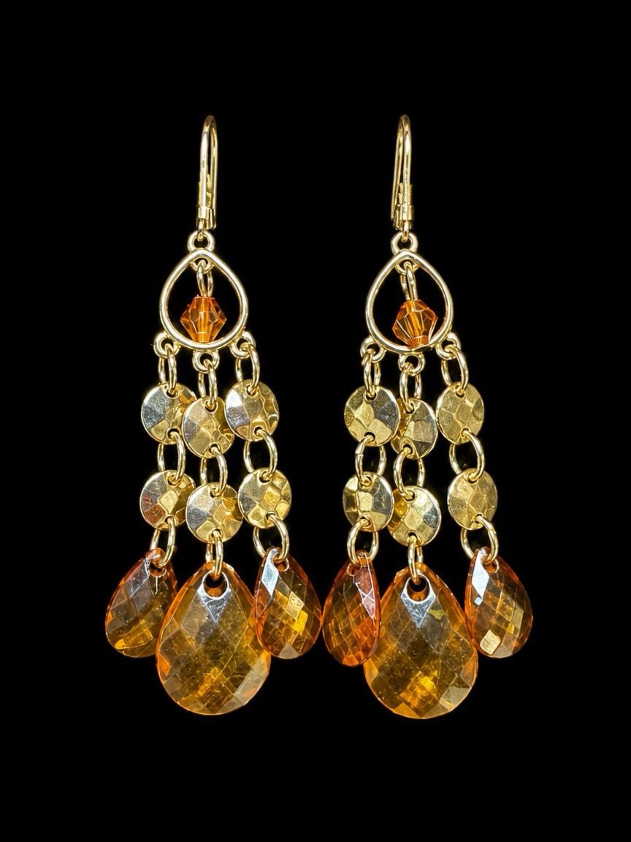 SILVER AND AMBER COLORED EARRINGS