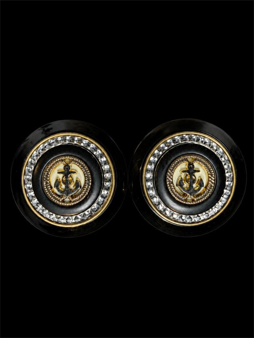 VINTAGE LARGE ANCHOR & RHINESTONE EARRINGS