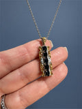 BLACK RHINESTONE BAR PENDNT NECKLACE