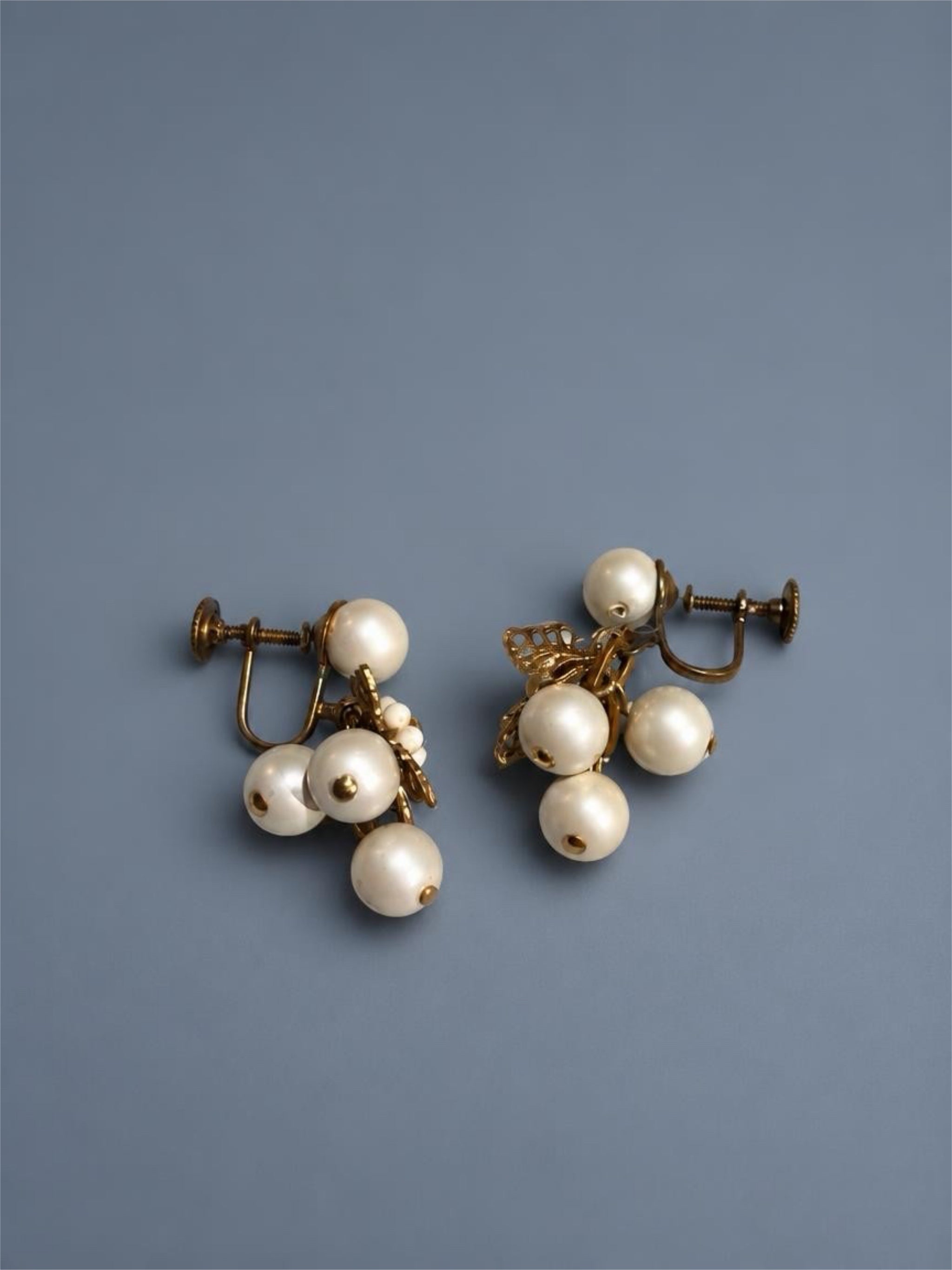 VINTAGE PEARL  FLORAL EARRINGS