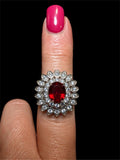 RED & CLEAR RHINESTONE RING