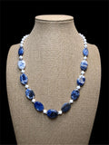 BLUE & WHITE GLASS BEADED NECKLACE
