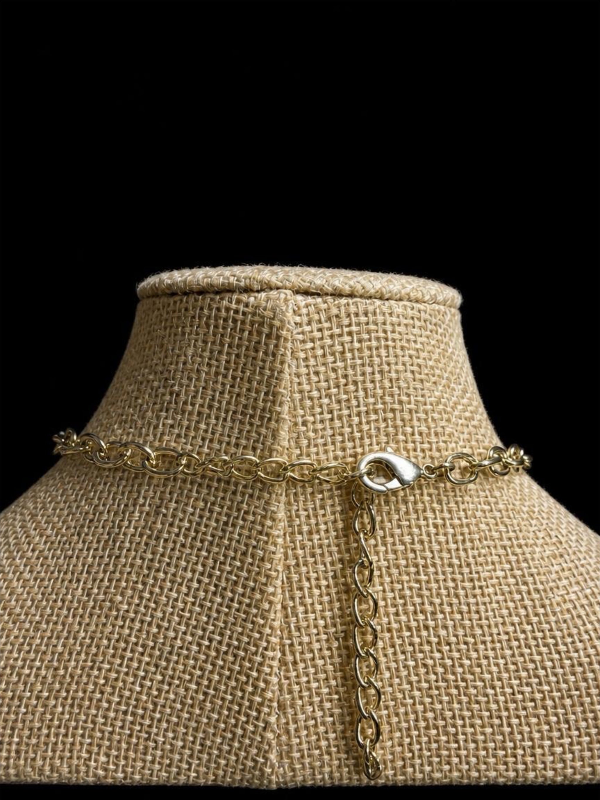 YELLOW & WHITE SWIRL BEADED BIB NECKLACE