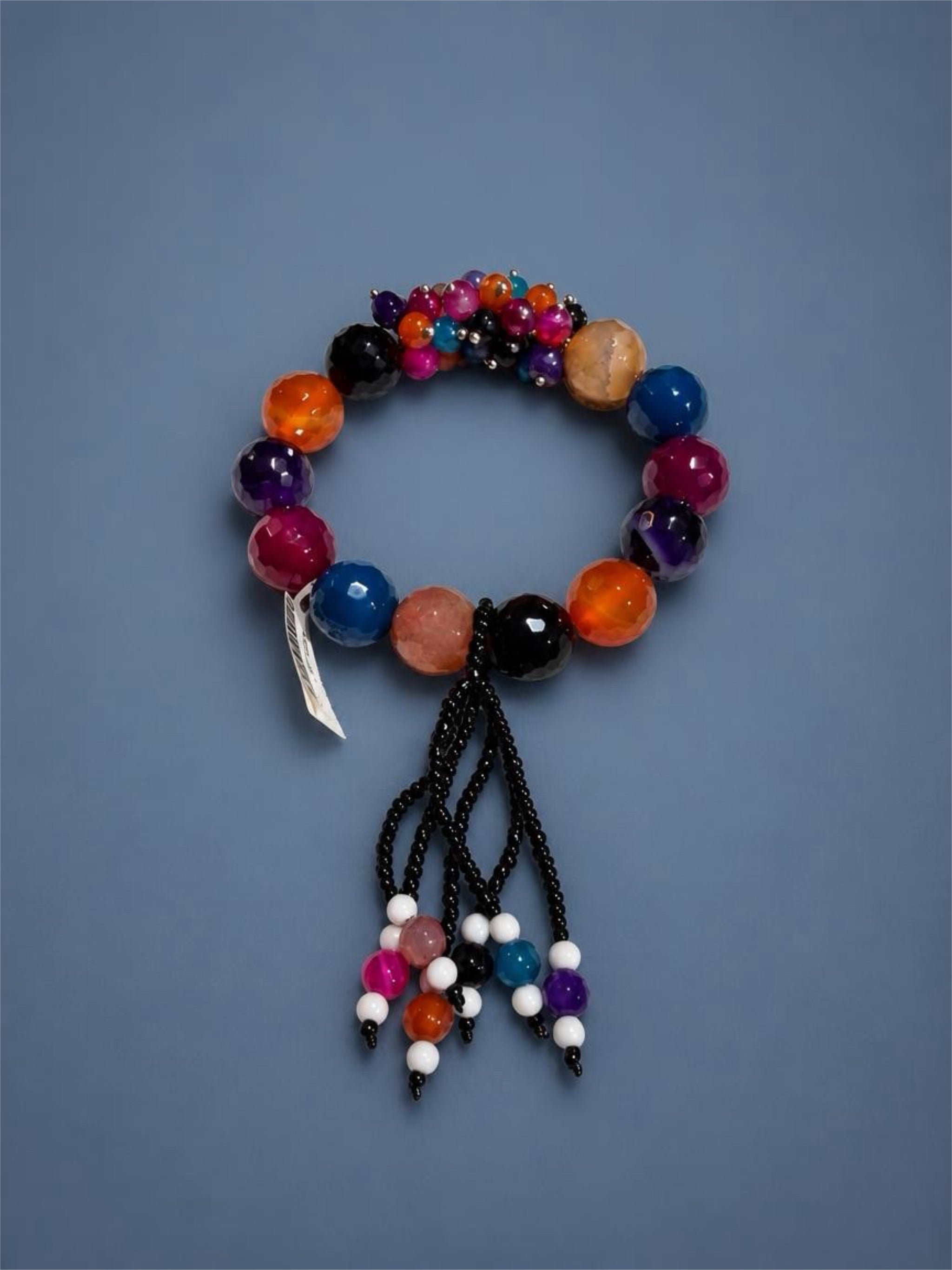 MULTI-COLORED GLASS BEADED STRETCH BRACELET