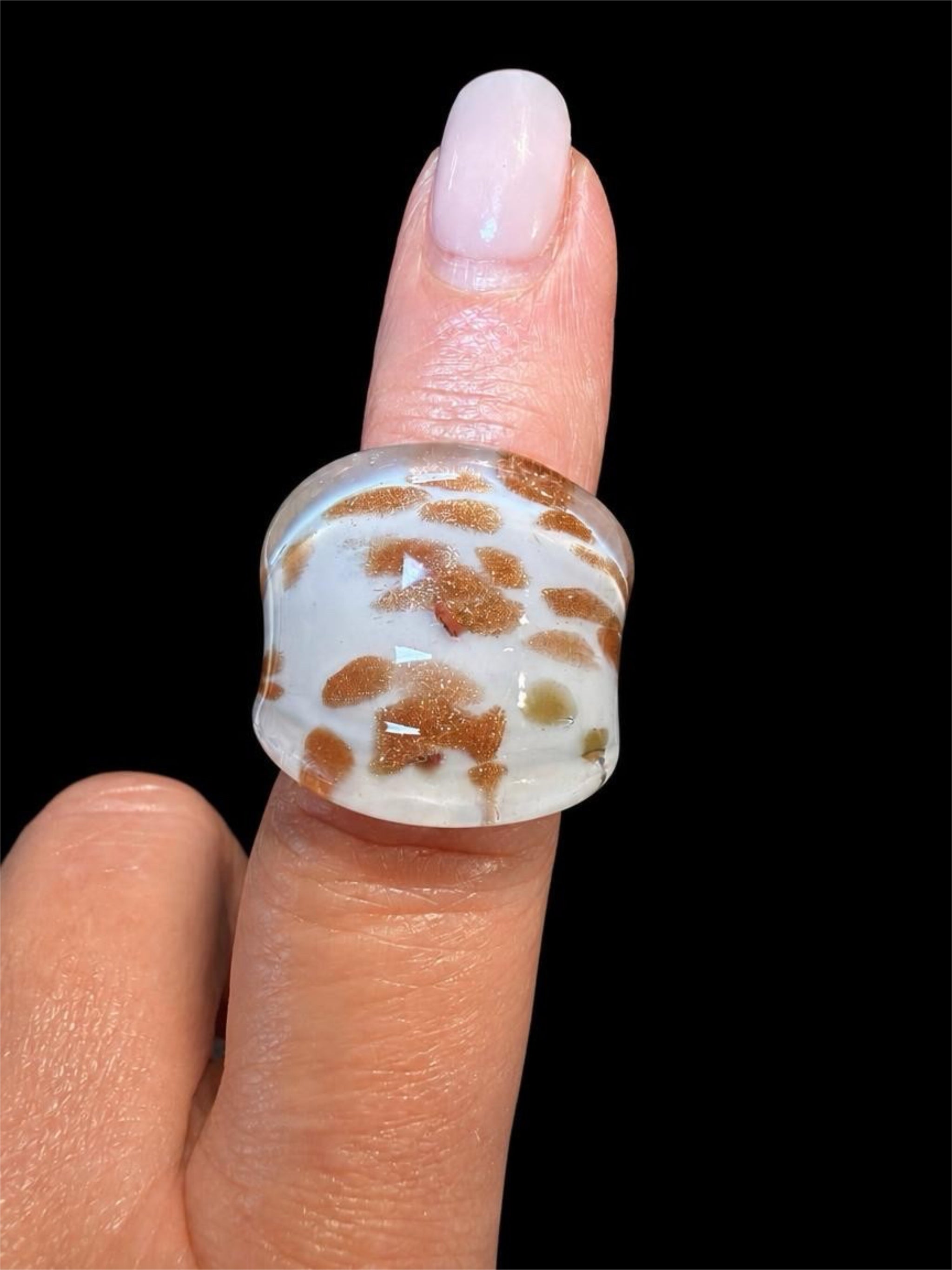 METALLIC COPPER FLAKE GLASS RING