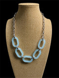 PALE BLUE & SILVER LINK NECKLACE