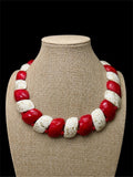 VINTAGE RED & WHITE W/ GOLD SPECKLES NECKLACE