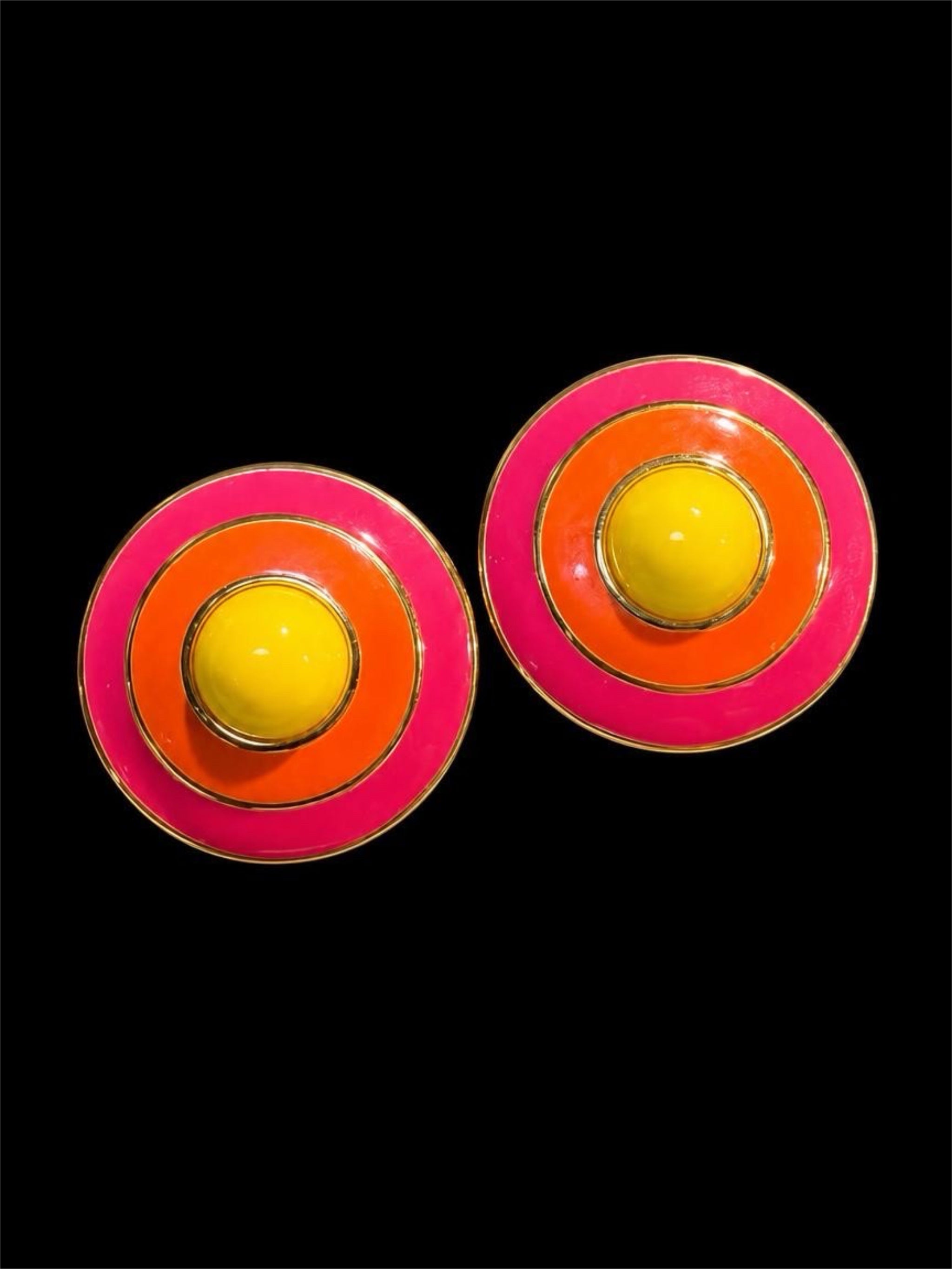 YELLOW, ORANGE, & PINK ROUND EARRINGS
