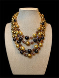 VINTAGE JAPANESE BROWN BEADED NECKLACE SOME ARE GLASS
