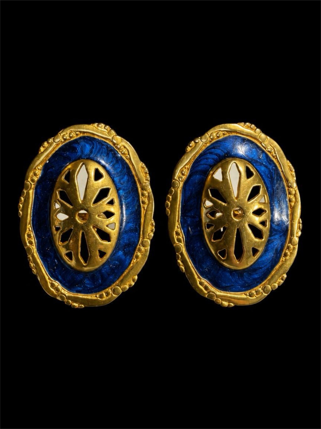 2002 AVON GOLD AND BLUE EARRINGS