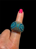 LARGE BLUE & GOLD BEADED RING