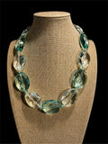 PALE GREEN & CLEAR BEADED NECKLACE