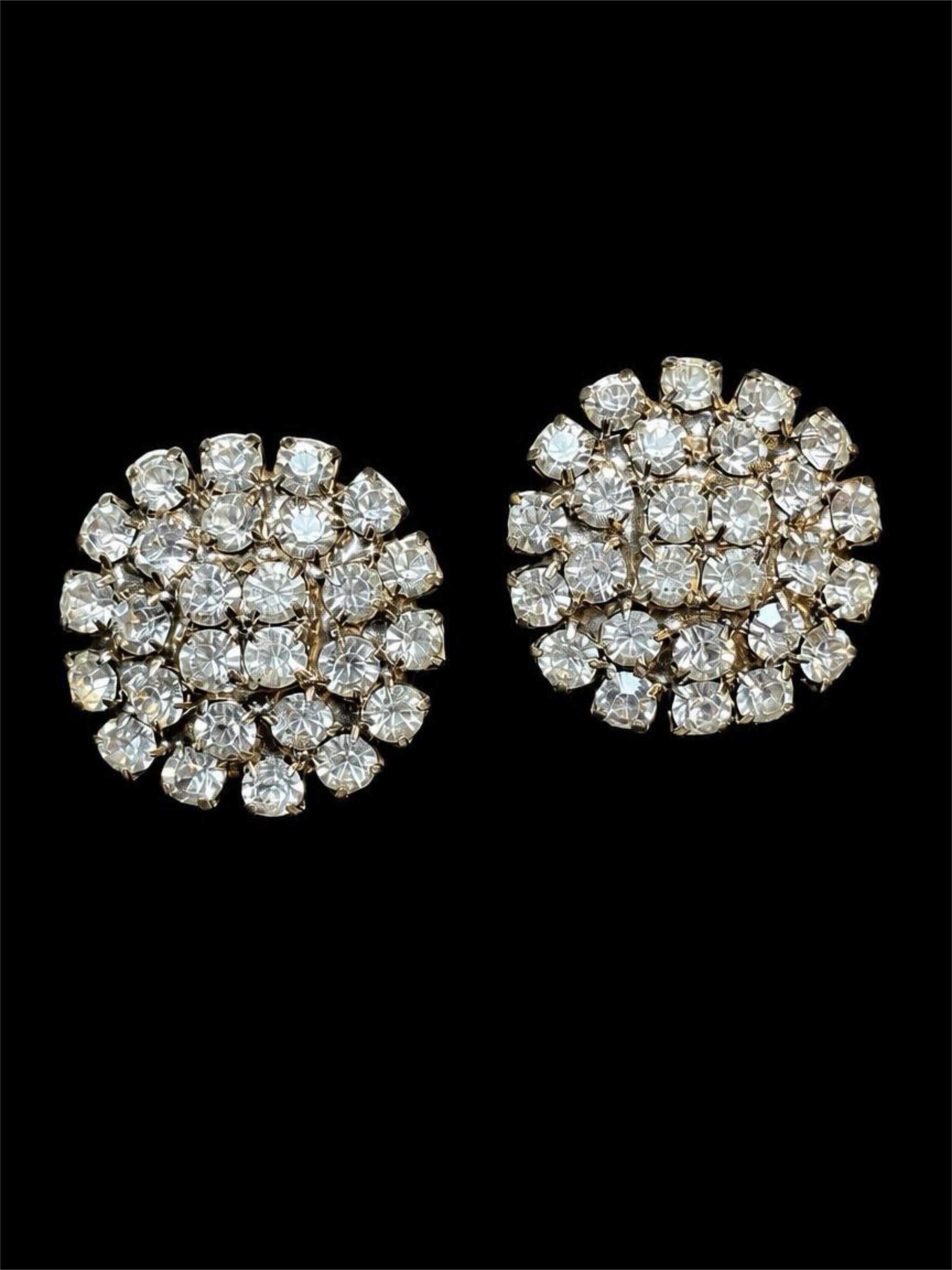 VINTAGE RHINESTONE CLUSTER EARRINGS
