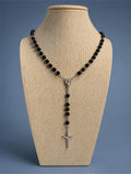 BLACK GLASS BEADED ROSARY