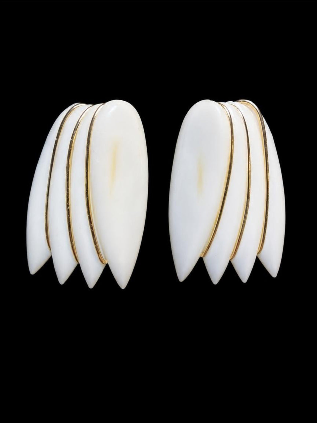 VINTAGE WEST GERMAN WHITE & GOLD EARRINGS