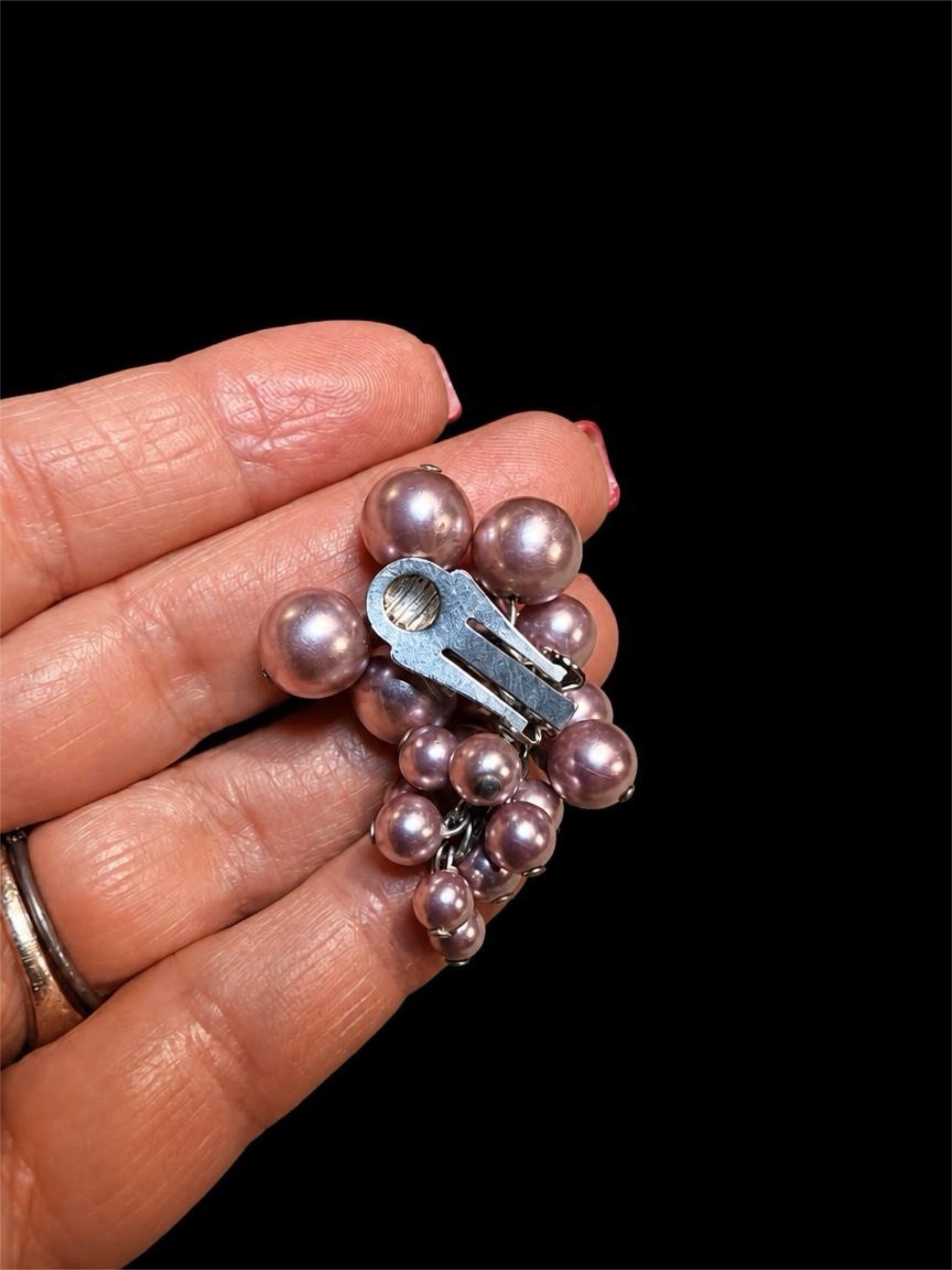 VINTGAE PURLE BEADED DANGLE EARRINGS