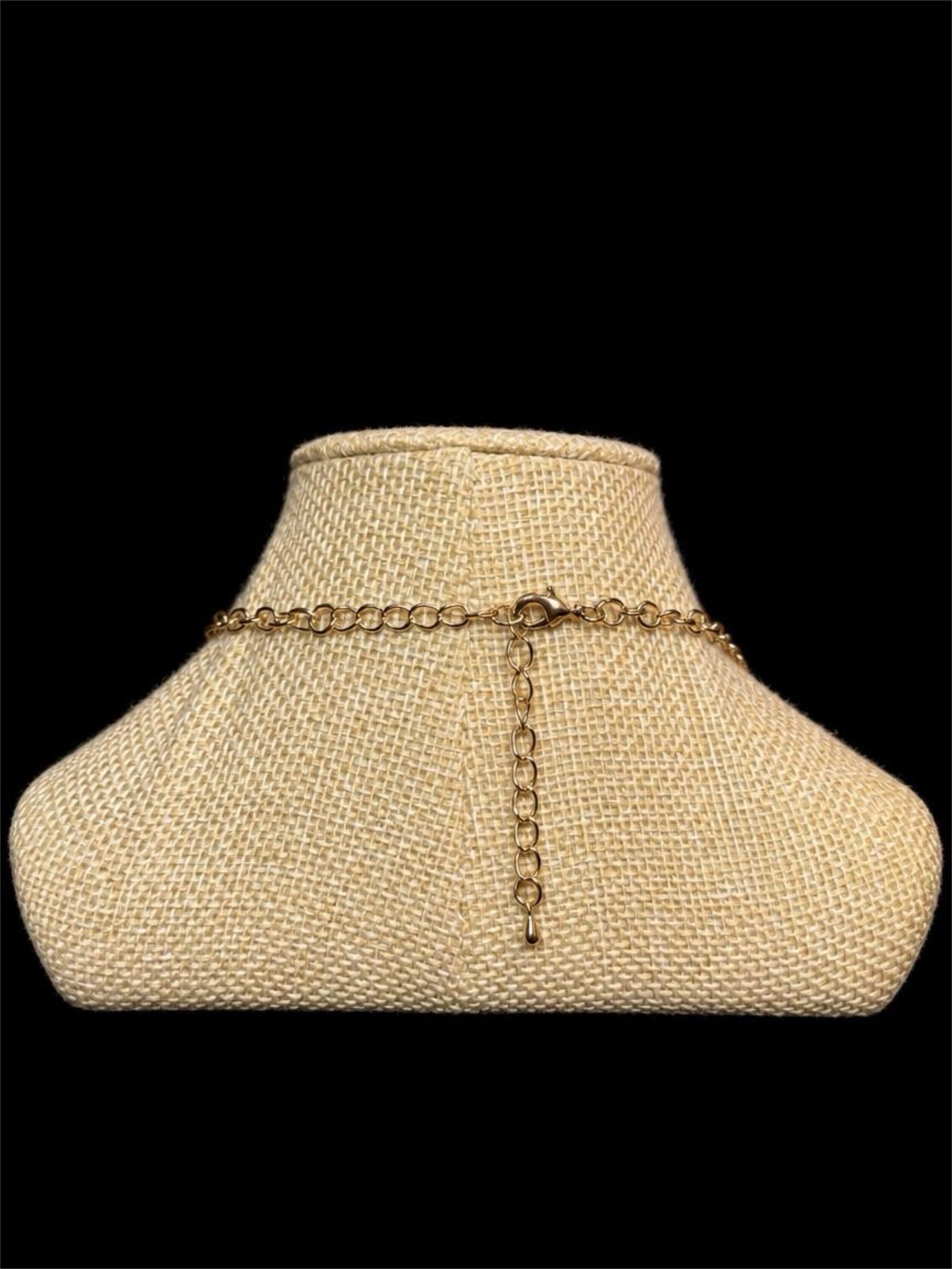 LARGE GOLD W/ BLUE BEAD NECKLACE