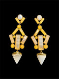 YELLOW & SMOKEY GLASS EARRINGS