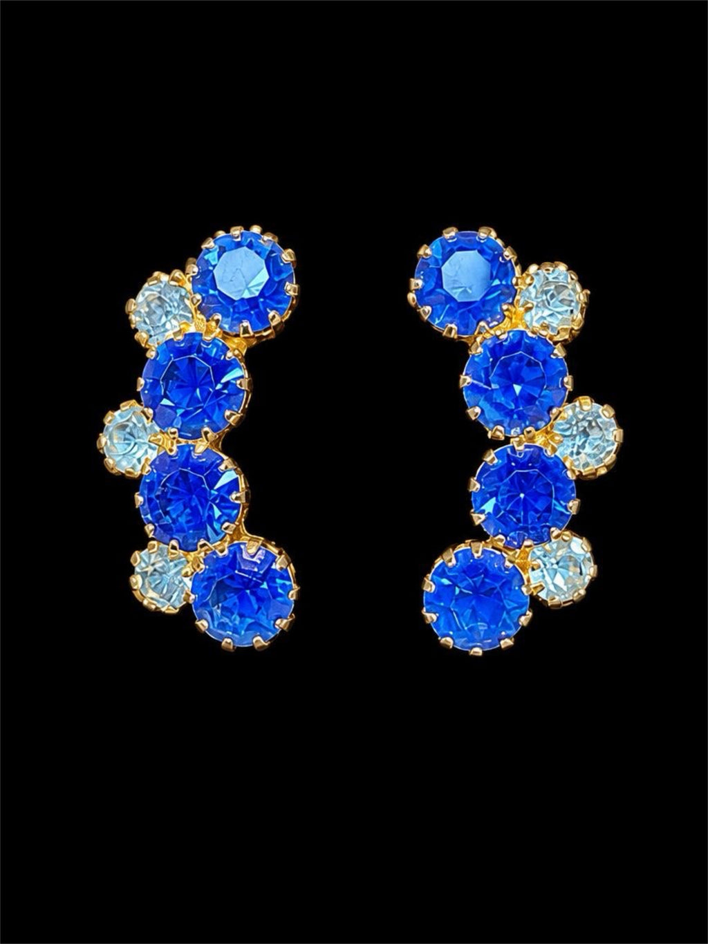 VINTAGE BLUE GLASS  EARRINGS