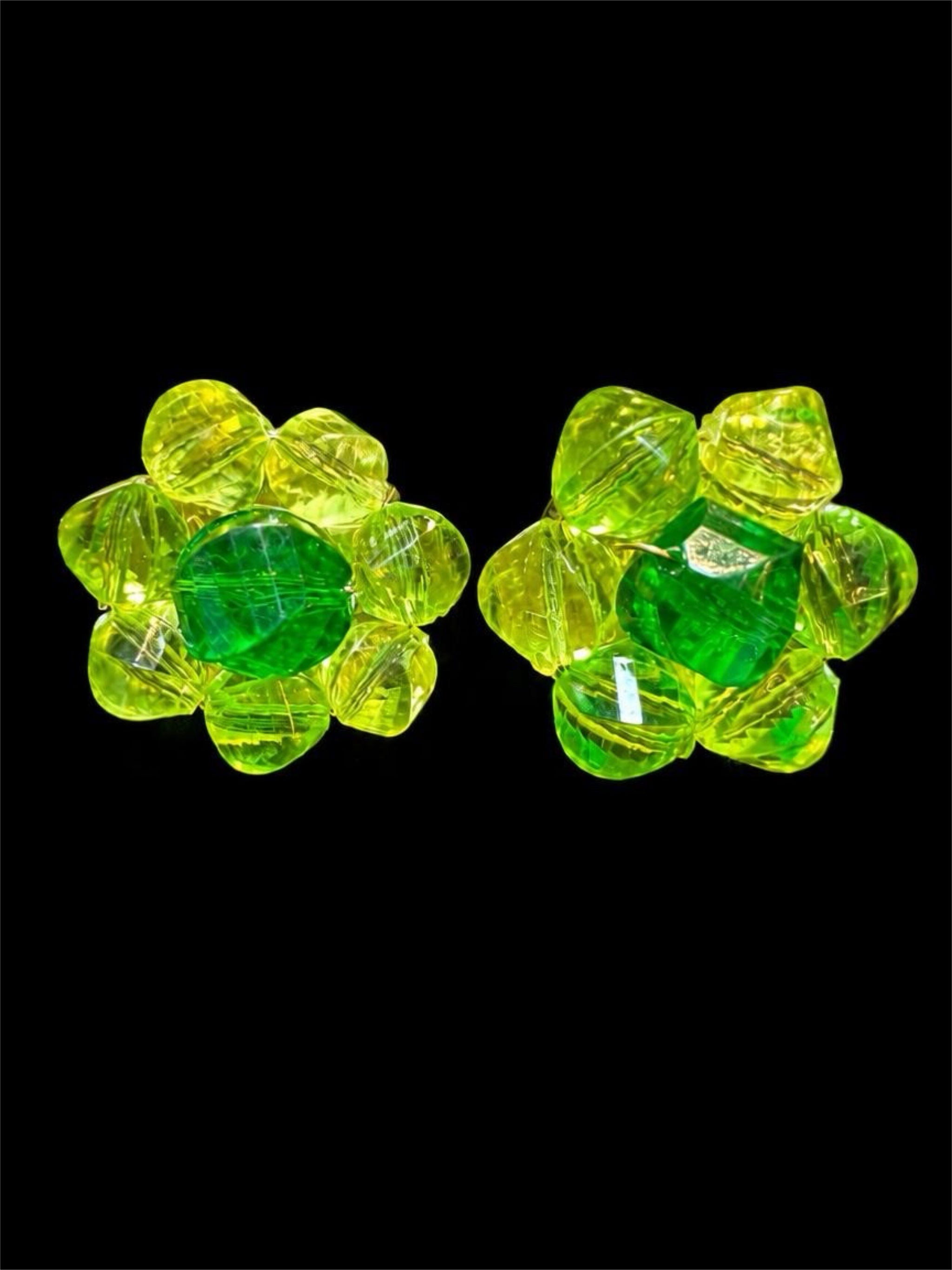 WESTERN GERMANY GREEN BEADED EARRINGS