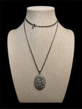 SILVER & RHINESTONE PENDANT NECKLACE