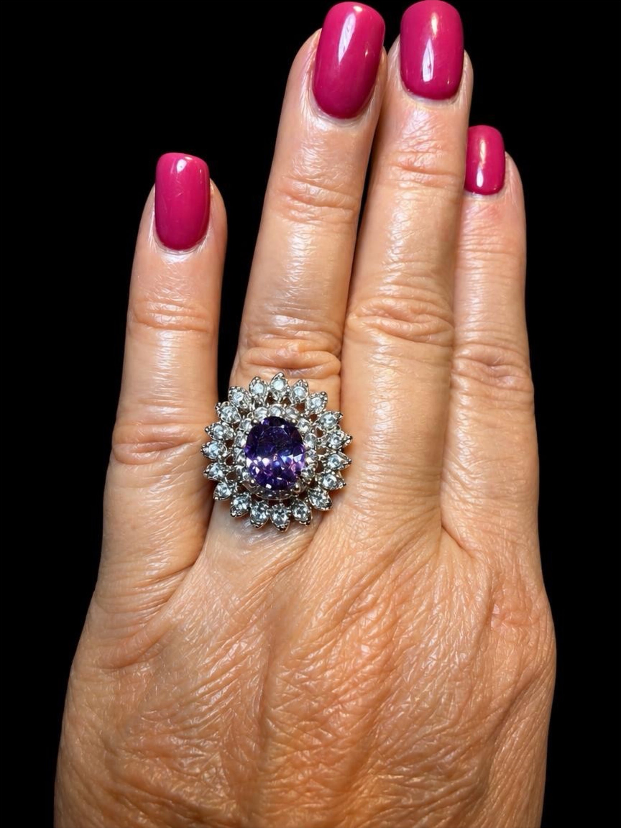 PURPLE & RHINESTONE RING