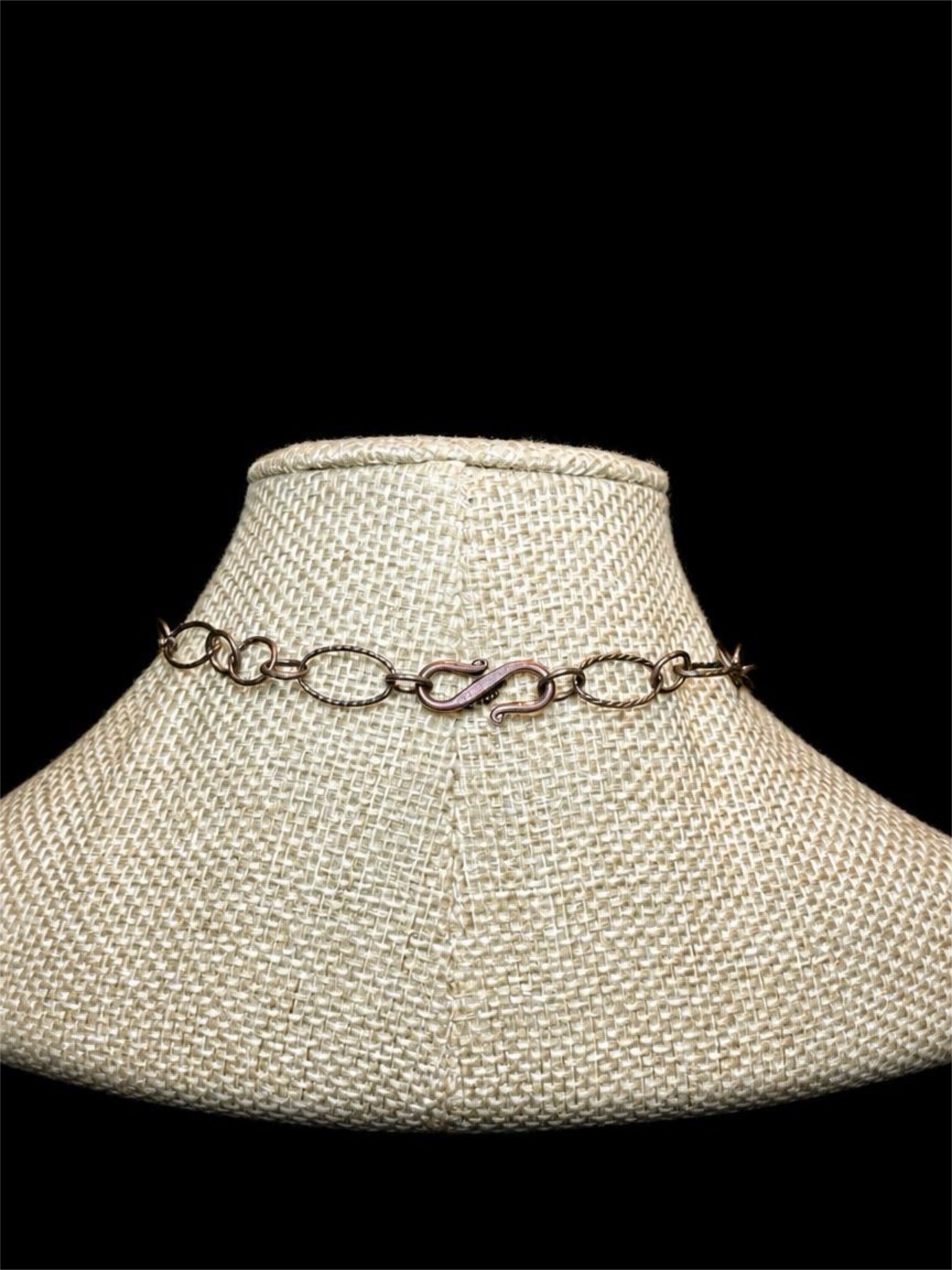 COPPER & PURPLE GLASS BEADED NECKLACE