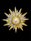 RHINESTONE & PEARL CABOCHON BROOCH