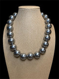 LARGE SILVER BEADED NECKLACE