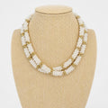 VINTAGE PEARL & GOLD SEED BEADED NECKLACE
