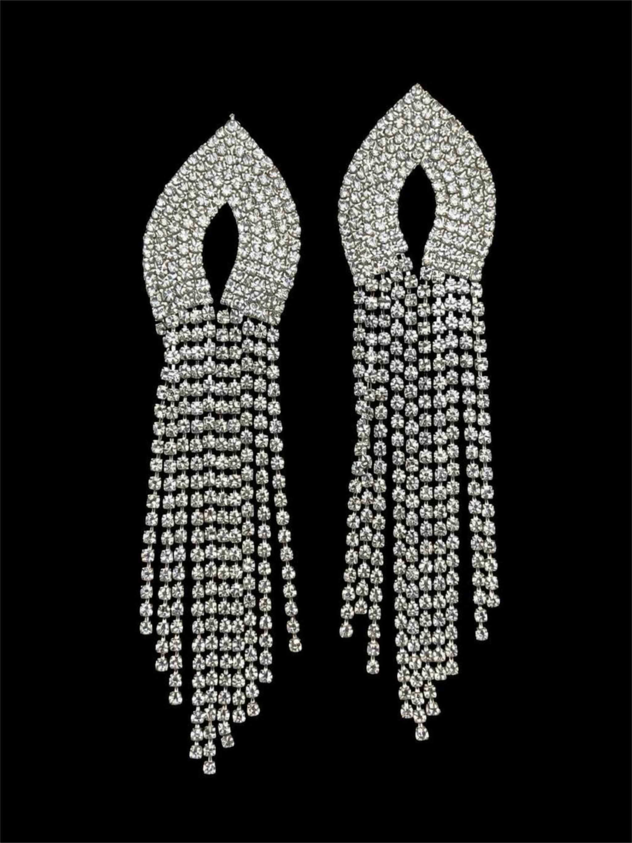 LARGE RHINESTONE DANGLE EARRINGS