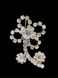 VINTAGE FLORAL RHINESTONE BROOCH
