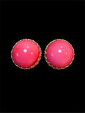 HONG KONG LARGE PINK CABOCHON EARRINGS